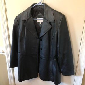 Black Leather Coat Jacket Large lightweight